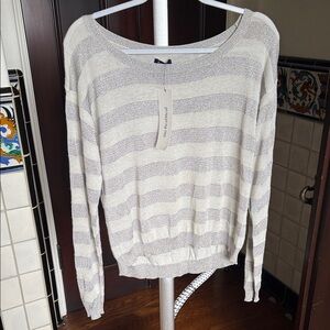 Splendid small striped sweater silver and grey